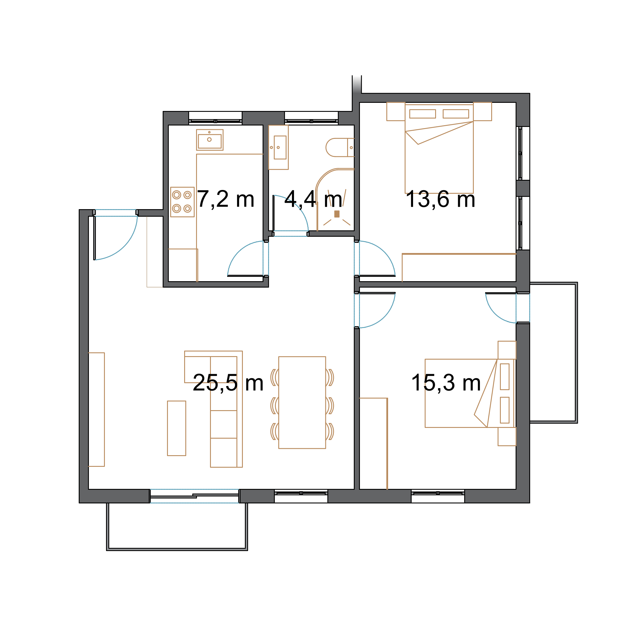 Antes de la obra: 2 habitaciones